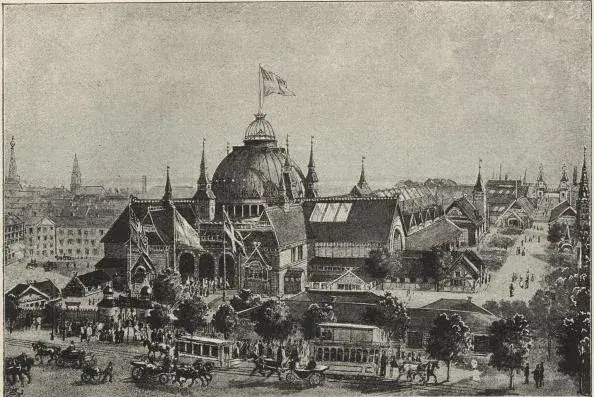 Illustration ur Utställningen i Stockholm 1897. Beskrifning i ord och bild öfver Allmänna konst- & industriutställningen (1897), sida 76