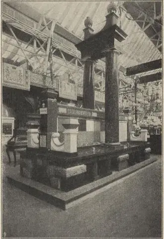 Illustration ur Utställningen i Stockholm 1897. Beskrifning i ord och bild öfver Allmänna konst- & industriutställningen (1897), sida 414