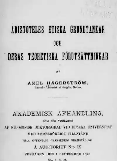 Aristoteles etiska grundtankar och deras teoretiska förutsättningar omslag