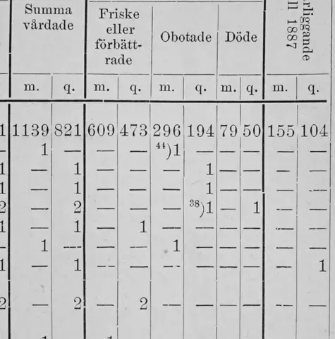 Illustration ur Årsrapport för år 1886 från Kongl. Serafimerlasarettet och den Kirugiska Afdelningen (1887), sida 127