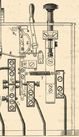 Illustration ur Lärobok i telegrafi (1878), sida 309