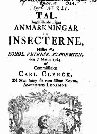 Tal, Innehållande några anmärkningar om Insecterne omslag