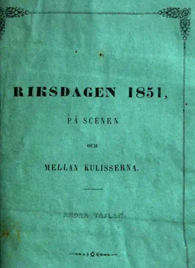 Riksdagen 1850 på scenen och mellan kulisserna. Andra Taflan omslag