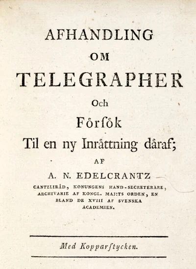 Afhandling om telegrapher och försök til en ny inrättning däraf omslag