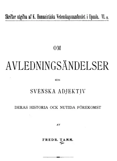 Om avledningsändelser hos svenska adjektiv omslag