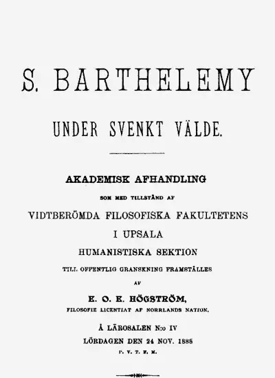 S. Barthelemy under svenskt välde omslag