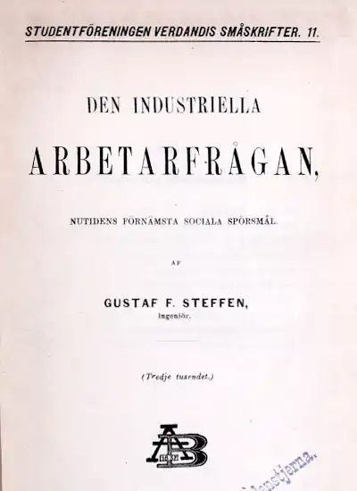 Den industriella arbetarfrågan, nutidens förnämsta sociala spörsmål omslag