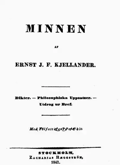Minnen. Dikter. Philosophiska uppsatser. Utdrag ur bref omslag
