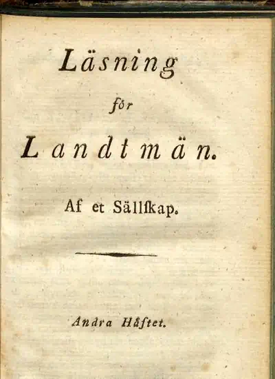 Läsning för Landtmän. Andra Häftet omslag