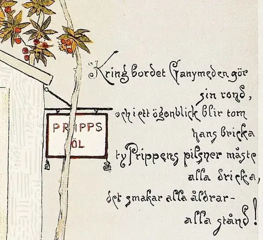 Illustration ur Öl-ländingen Herr Malte Humleknopps Sommarbesök å "Prippska Terassen" (1898), iV (Öl-ländingen Herr Malte Humleknopps Sommarbesök åp