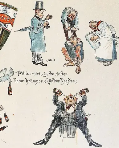 Illustration ur Öl-ländingen Herr Malte Humleknopps Sommarbesök å "Prippska Terassen" (1898), v (Öl-ländingen Herr Malte Humleknopps Sommarbesök åp