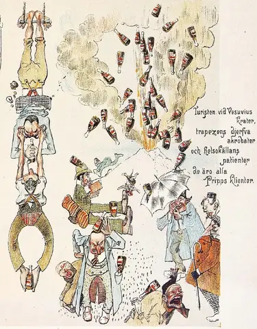 Illustration ur Öl-ländingen Herr Malte Humleknopps Sommarbesök å "Prippska Terassen" (1898), vI (Öl-ländingen Herr Malte Humleknopps Sommarbesök åp