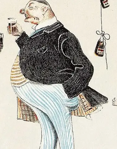 Illustration ur Öl-ländingen Herr Malte Humleknopps Sommarbesök å "Prippska Terassen" (1898), iX (Öl-ländingen Herr Malte Humleknopps Sommarbesök åp