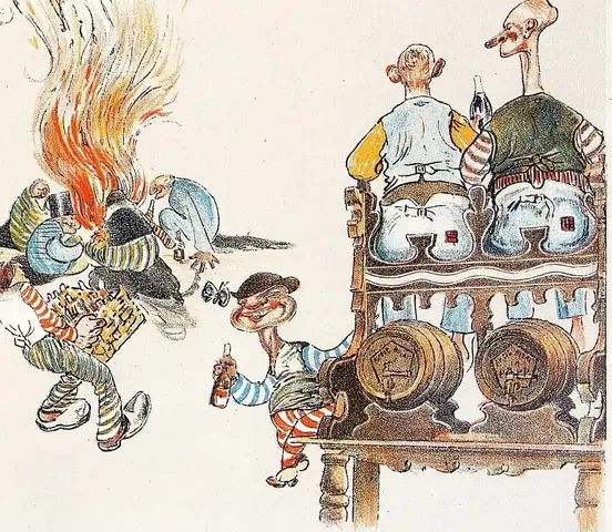 Illustration ur Öl-ländingen Herr Malte Humleknopps Sommarbesök å "Prippska Terassen" (1898), xIII (Öl-ländingen Herr Malte Humleknopps Sommarbesök åp
