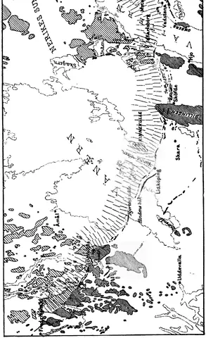 Illustration ur Om Skandinaviens geografiska utveckling efter istiden af Gerard de Geer (1896), sida 73