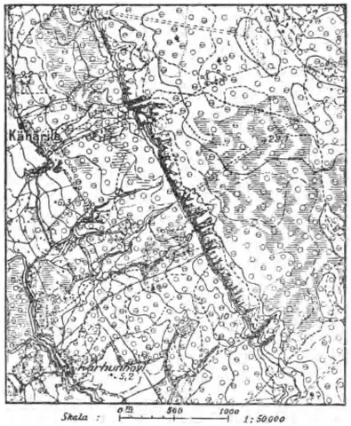 Illustration ur Om Skandinaviens geografiska utveckling efter istiden af Gerard de Geer (1896), sida 136