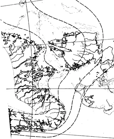 Illustration ur Om Skandinaviens geografiska utveckling efter istiden af Gerard de Geer (1896), sida 182