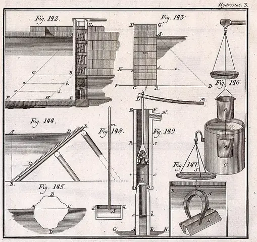 Illustration ur Grundritningar och profiler uti 53 tabeller, hörande til afhandlingen i mekaniken (1794), sida 117