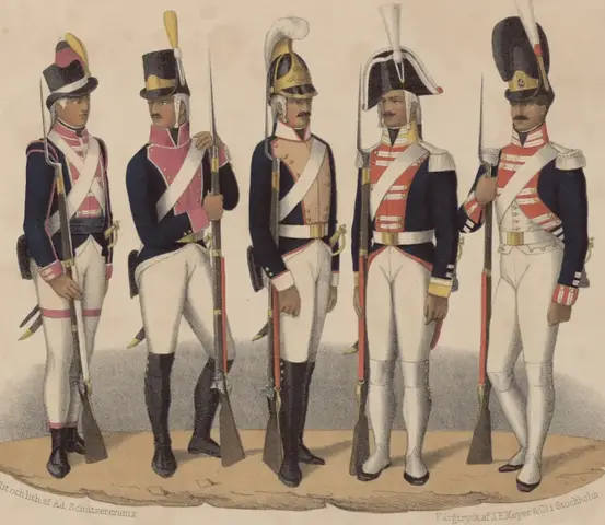 Illustration ur Svenska krigsmaktens fordna och närvarande munderingar. 36 planscher (1849), sida 5