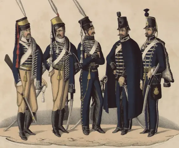 Illustration ur Svenska krigsmaktens fordna och närvarande munderingar. 36 planscher (1849), sida 9