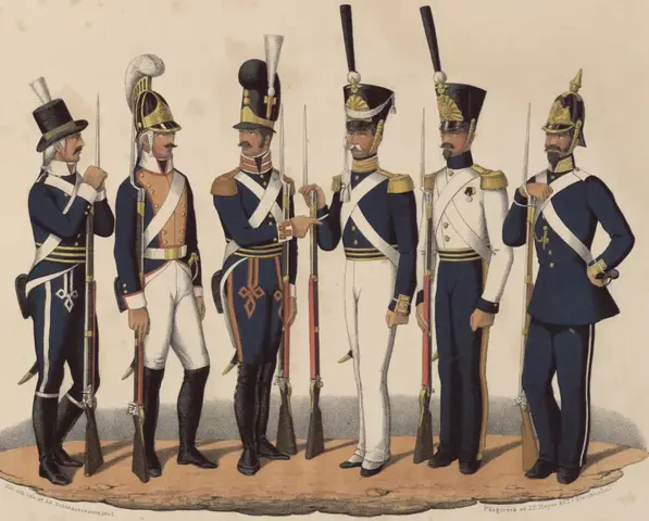 Illustration ur Svenska krigsmaktens fordna och närvarande munderingar. 36 planscher (1849), sida 10