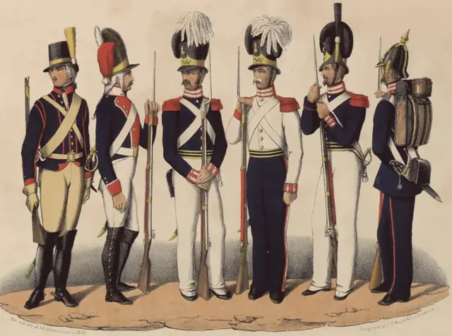 Illustration ur Svenska krigsmaktens fordna och närvarande munderingar. 36 planscher (1849), sida 12