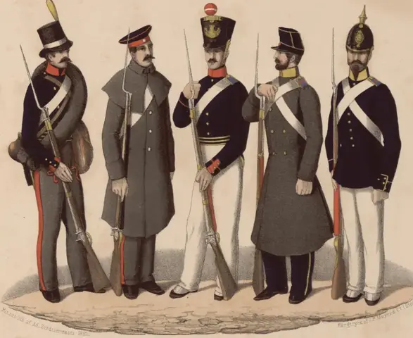 Illustration ur Svenska krigsmaktens fordna och närvarande munderingar. 36 planscher (1849), sida 34