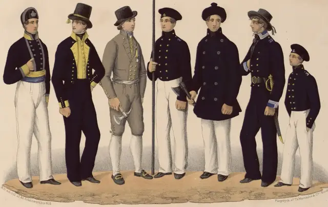 Illustration ur Svenska krigsmaktens fordna och närvarande munderingar. 36 planscher (1849), sida 37