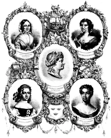 Illustration ur Anteckningar om svenska qvinnor (1864), sida 93