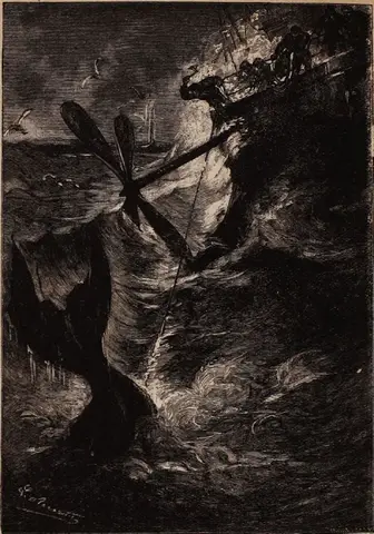 Illustration ur Ingenjör Roburs luftfärd (1894), sida 104