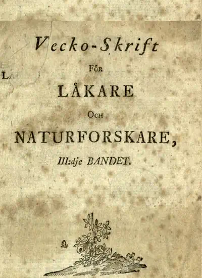 Wecko-Skrift för Läkare och Naturforskare. Tredje  bandet omslag