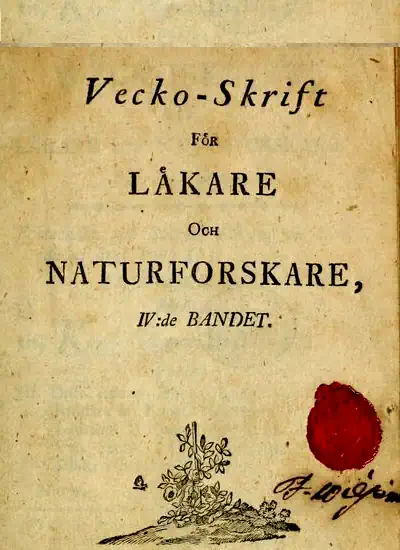 Wecko-Skrift för Läkare och Naturforskare. Fjerde bandet omslag