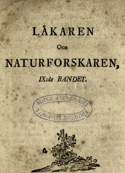 Wecko-Skrift för Läkare och Naturforskare. Nionde bandet omslag